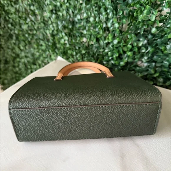 Tory Burch Blake Mini Leather Tote in Basil Handbag NWT - Picture 6 of 9